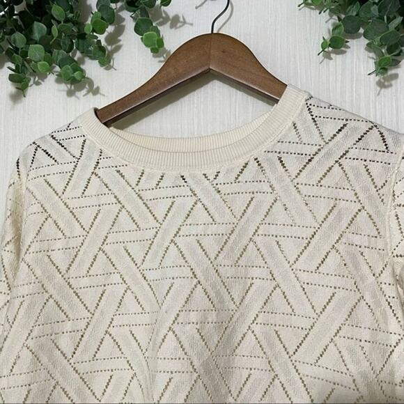 Banana Republic Geo Lace Sweatshirt Cream Size Small - Picture 9 of 13